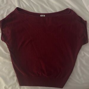 Garage Burgundy Crop Top/ Over The Shoulder